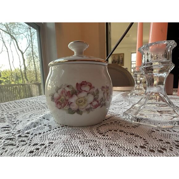 Gerald Porzellan Porcelain Floral and Gold Trimmed Marmalade Jam Mustard Dish - Picture 3 of 7